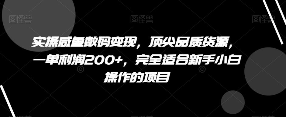 实操咸鱼数码变现，顶尖品质货源，一单利润200+，完全适合新手小白操作的项目【揭秘】-E网资源