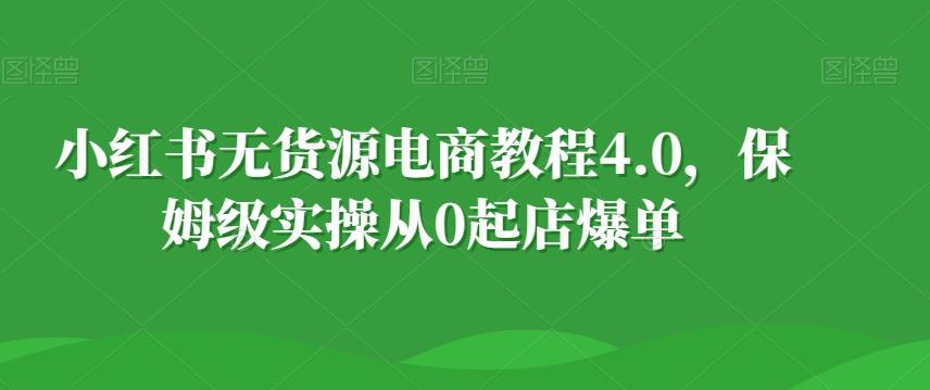 小红书无货源电商教程4.0，保姆级实操从0起店爆单【拆解】-E网资源