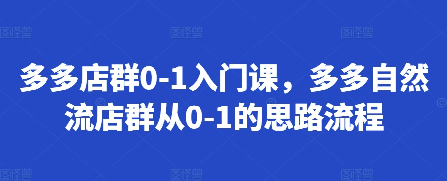多多店群0-1入门课，多多自然流店群从0-1的思路流程-E网资源