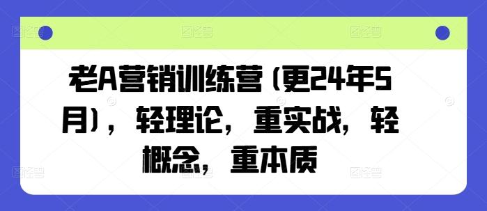 老A营销训练营(更24年6月)，轻理论，重实战，轻概念，重本质-E网资源