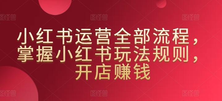 小红书运营全部流程，掌握小红书玩法规则，开店赚钱-E网资源