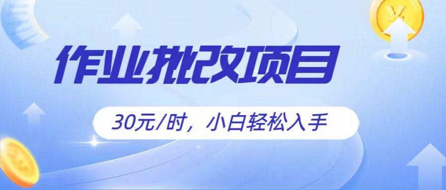 作业批改项目30元/时，简单小白轻松入手，非常适合兼职-E网资源