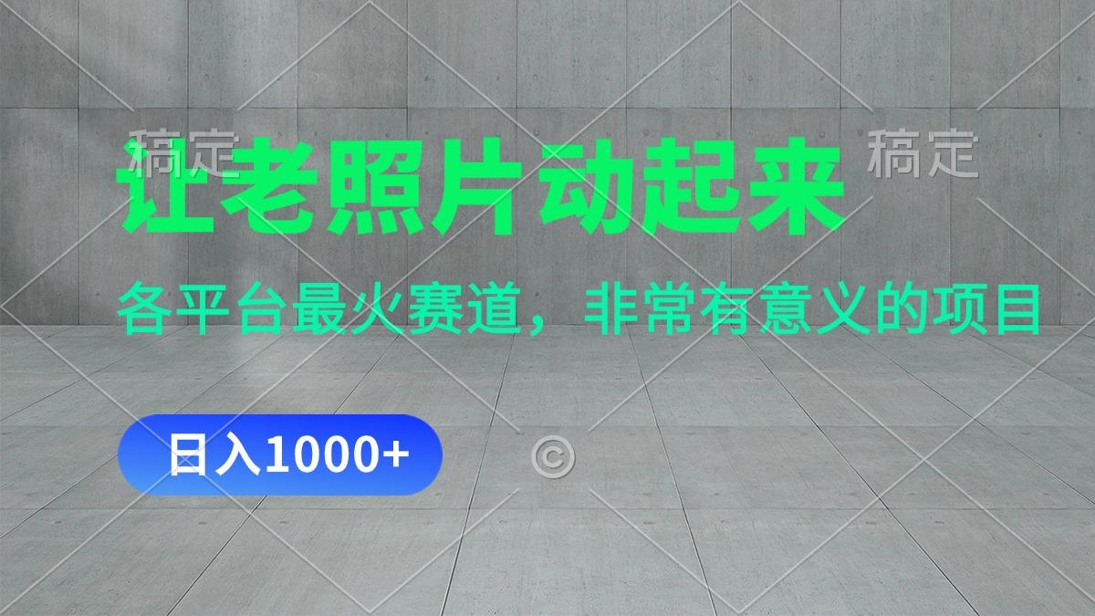 让老照片动起来，一天变现1000+，各平台最火赛道，看完就会-E网资源