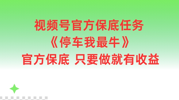 视频号官方保底任务，停车我最牛，官方保底只要做就有收益【揭秘】-E网资源