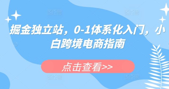 掘金独立站，0-1体系化入门，小白跨境电商指南-E网资源