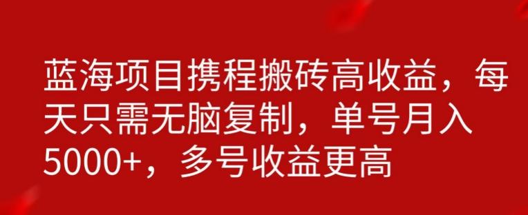 携程搬砖项目，只需每天无脑复制，月入5000+-E网资源