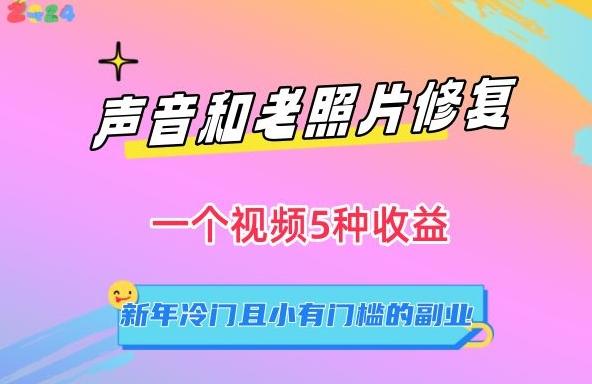 声音和老照片修复，一个视频5种收益，新年冷门且小有门槛的副业【揭秘】-E网资源