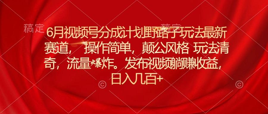 6月视频号分成计划野路子玩法最新赛道操作简单，颠公风格玩法清奇，流…-E网资源