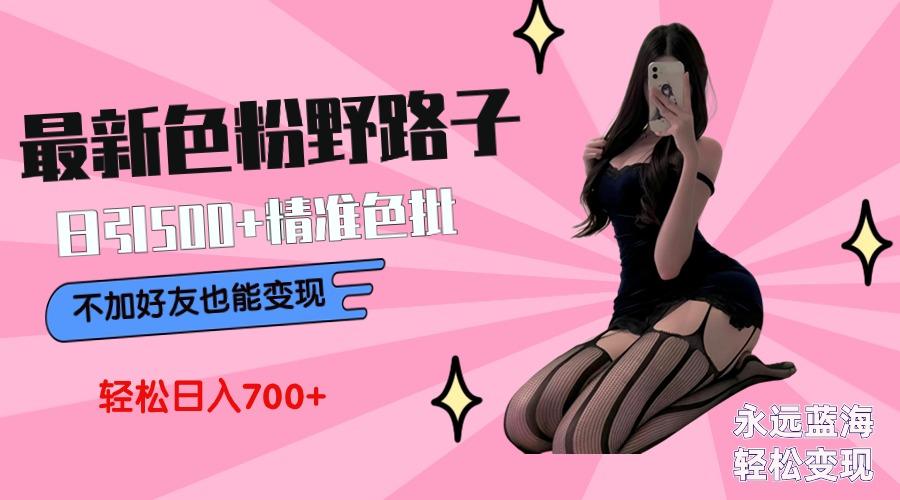 最新色粉变现野路子，日引500+老色批 可不加好友直接变现 小白轻松日入700+-E网资源