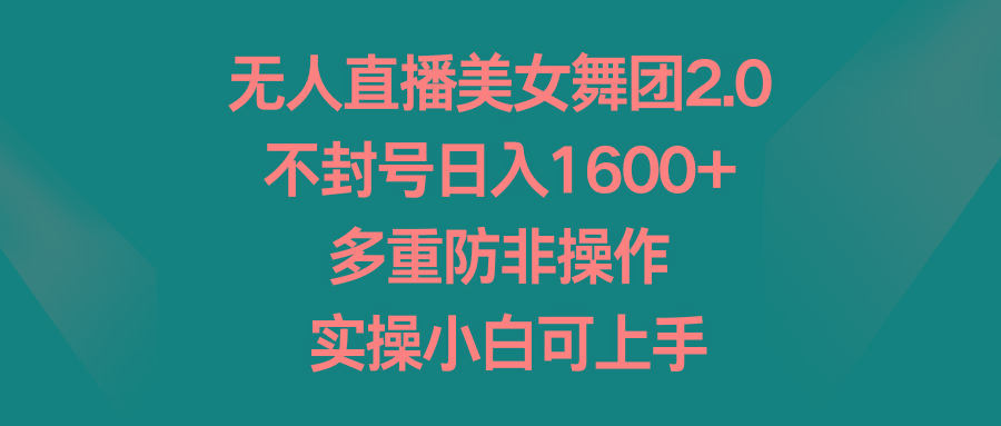 无人直播美女舞团2.0，不封号日入1600+，多重防非操作， 实操小白可上手-E网资源