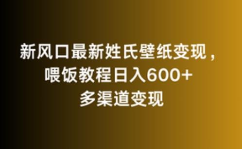 新风口最新姓氏壁纸变现，喂饭教程日入600+【揭秘】-E网资源