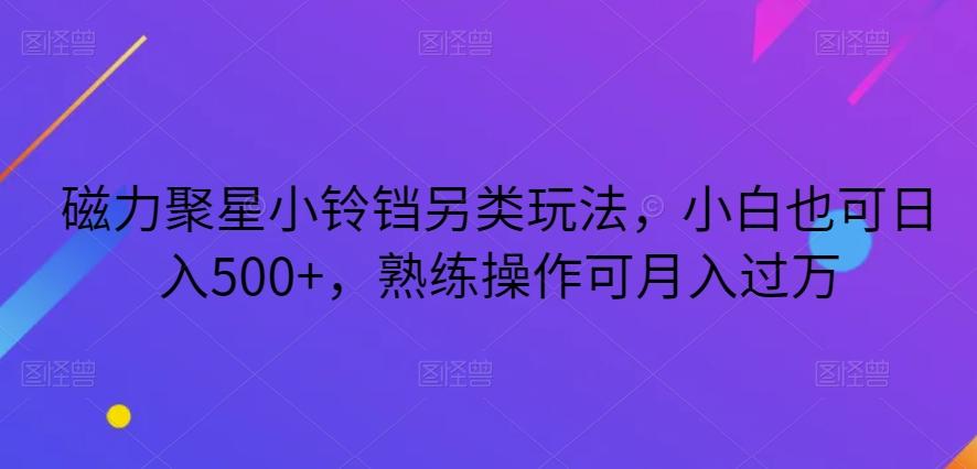 磁力聚星小铃铛另类玩法，小白也可日入500+，熟练操作可月入过万-E网资源