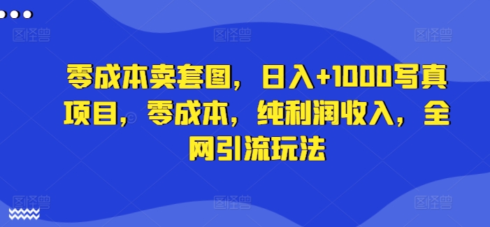 零成本卖套图，日入+1000写真项目，零成本，纯利润收入，全网引流玩法-E网资源