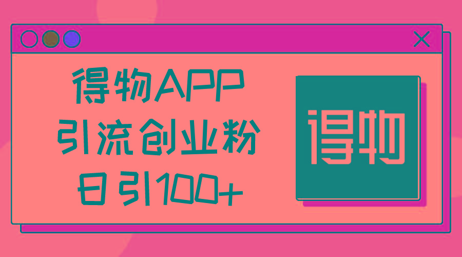 得物APP引流创业粉，日引100+-E网资源