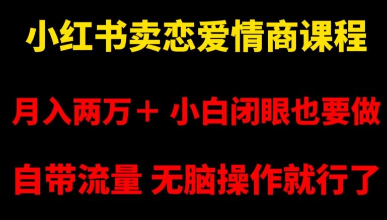 小红书卖恋爱情商课程，月入两万＋，小白闭眼也要做，自带流量，无脑操作就行了【揭秘】-E网资源
