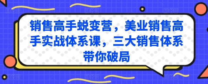 销售高手蜕变营，美业销售高手实战体系课，三大销售体系带你破局-E网资源