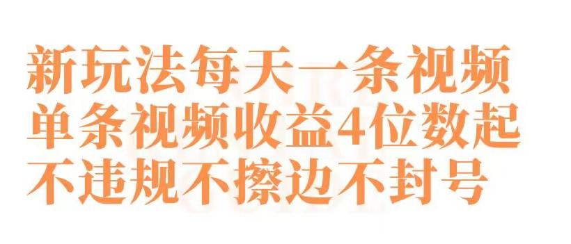 快手新玩法每天一条视频单条视频收益4位数起不违规不擦边不封号【揭秘】-E网资源