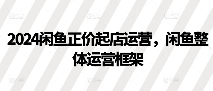 2024闲鱼正价起店运营，闲鱼整体运营框架-E网资源