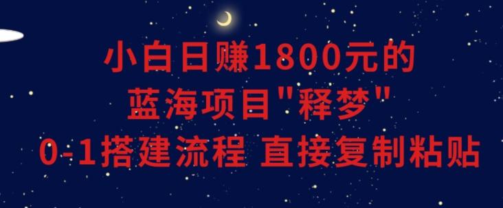 小白能日赚1800元的蓝海项目”释梦”0-1搭建流程可直接复制粘贴长期做【揭秘】-E网资源