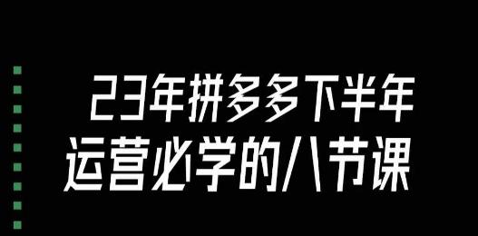大牙·23年下半年拼多多运营必学的八节课（18节完整）-E网资源