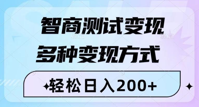 智商测试变现，轻松日入200+，几分钟一个视频，多种变现方式-E网资源