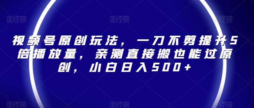 视频号原创玩法，一刀不剪提升5倍播放量，亲测直接搬也能过原创，小白日入500+【揭秘】-E网资源