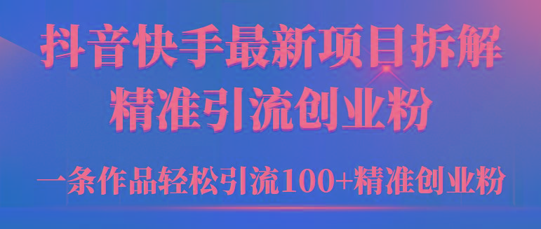 (9447期)2024年抖音快手最新项目拆解视频引流创业粉，一天轻松引流精准创业粉100+-E网资源