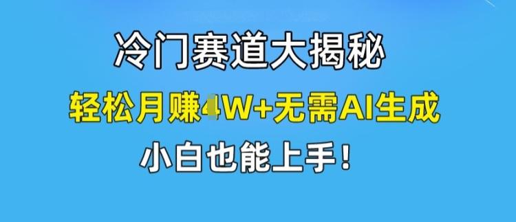 冷门赛道大揭秘，轻松月赚1W+无需AI生成，小白也能上手【揭秘】-E网资源