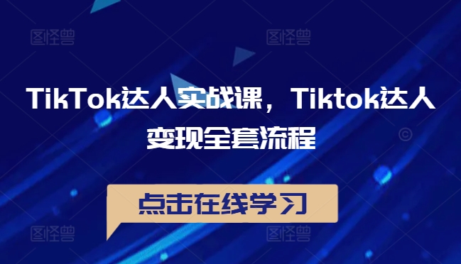TikTok达人实战课，Tiktok达人变现全套流程-E网资源
