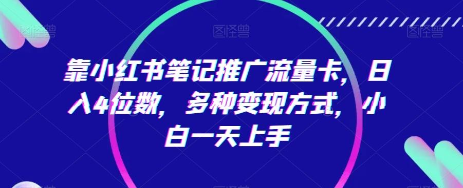 靠小红书笔记推广流量卡，日入4位数，多种变现方式，小白一天上手-E网资源