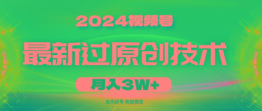 2024视频号最新过原创技术，当天起号，收益稳定，月入3W+-E网资源