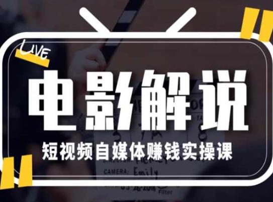 电影解说短视频自媒体赚钱实操课，教你做电影解说短视频，月赚1万-E网资源