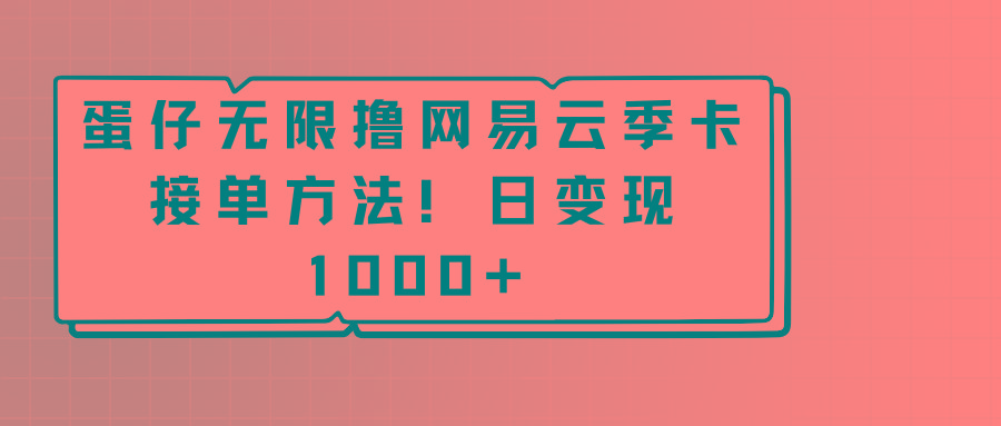蛋仔无限撸网易云季卡接单方法！日变现1000+-E网资源
