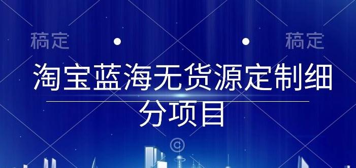 淘宝蓝海无货源定制细分项目，从0到起店实操全流程【揭秘】-E网资源
