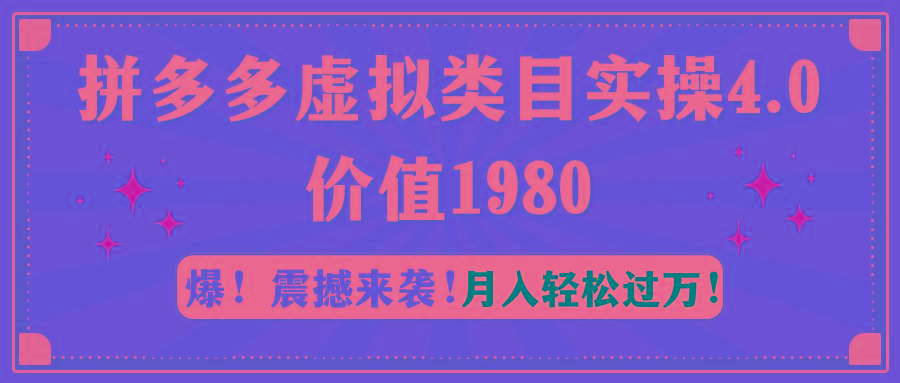 拼多多虚拟类目实操4.0：月入轻松过万，价值1980-E网资源