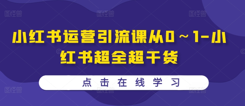 小红书运营引流课从0～1-小红书超全超干货-E网资源