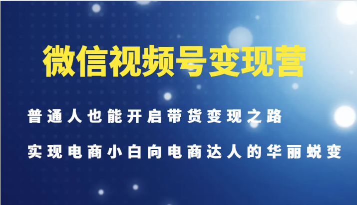 微信视频号变现营-普通人也能开启带货变现之路，实现电商小白向电商达人的华丽蜕变-E网资源