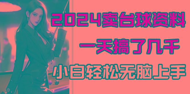 2024卖台球资料，一天搞了几千，小白轻松无脑上手-E网资源