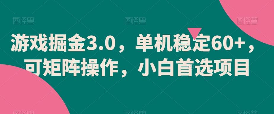 游戏掘金3.0，单机稳定60+，可矩阵操作，小白首选项目【揭秘】-E网资源