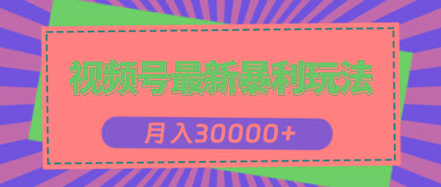 视频号最新暴利玩法，轻松月入30000+-E网资源