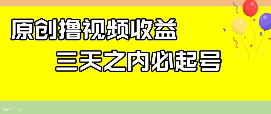 最新撸视频收益，三天之内必起号，一天保底100+【揭秘】-E网资源