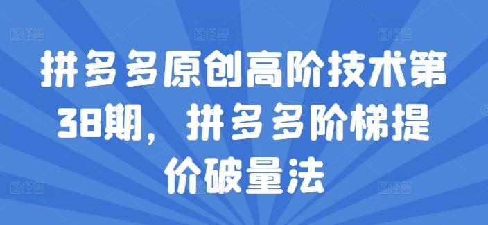 拼多多原创高阶技术第38期，拼多多阶梯提价破量法-E网资源