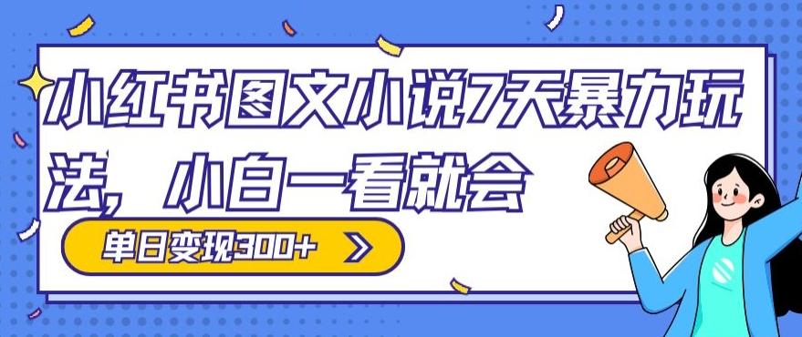 小红书图文小说7天暴力玩法，小白一看就会，单日变现300+-E网资源