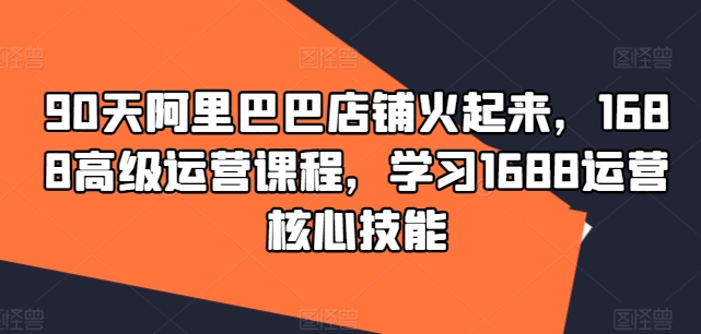 90天阿里巴巴店铺火起来，1688高级运营课程，学习1688运营核心技能-E网资源