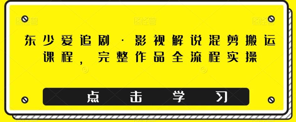 东少爱追剧·影视解说混剪搬运课程，完整作品全流程实操-E网资源