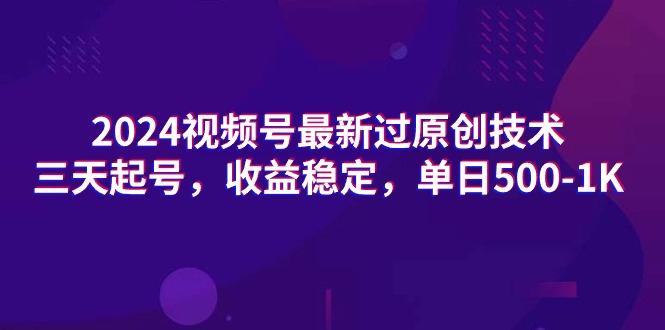 (9505期)2024视频号最新过原创技术，三天起号，收益稳定，单日500-1K-E网资源