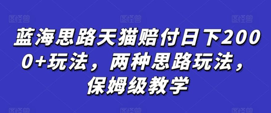 蓝海思路天猫赔付日下2000+玩法，两种思路玩法，保姆级教学【仅揭秘】-E网资源