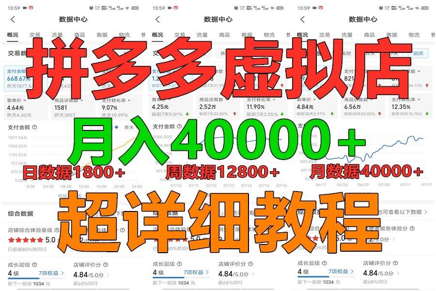 拼多多虚拟电商训练营月入40000+，全网最详细，你做你也行，暴利稳定长久-E网资源