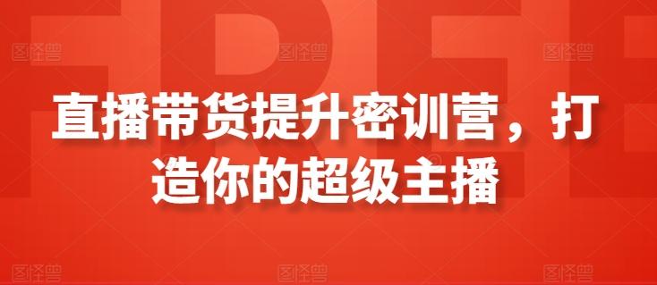 直播带货提升密训营，打造你的超级主播-E网资源