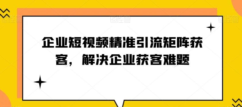 企业短视频精准引流矩阵获客，解决企业获客难题-E网资源
